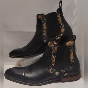 La Milano Velour Men’s Chelsea Ankle Boots Leather Black Size 12